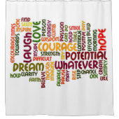 前向きな勇気付けられるのためのやる気を起こさせるな単語 シャワーカーテン (正面)