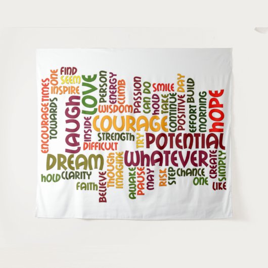 前向きな勇気付けられるのためのやる気を起こさせるな単語 タペストリー (正面(横))