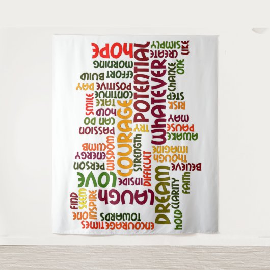 前向きな勇気付けられるのためのやる気を起こさせるな単語 タペストリー (正面)