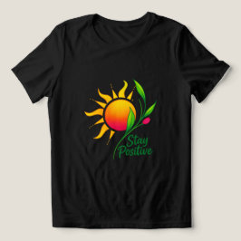 前向きな太陽と花のモチベーショナルTシャツ トライブレンドＴシャツ