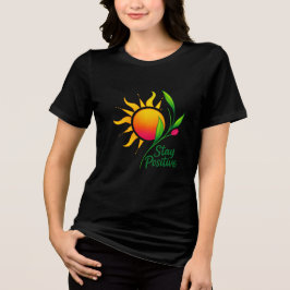 前向きな太陽と花のモチベーショナルTシャツ トライブレンドＴシャツ