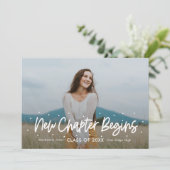 前向きな姿勢を編集可能な色の卒業招待状 招待状 (スタンド正面)