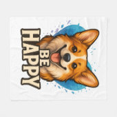 前向きな気持ちになれるかわいいコーギーデザイン フリースブランケット (正面(横))