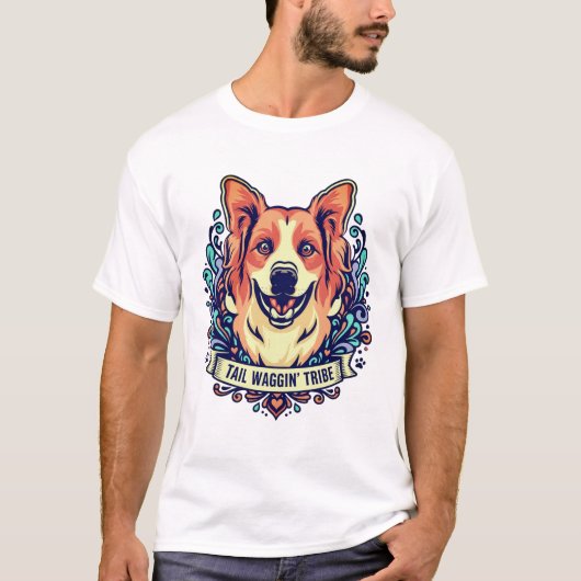 前向きな気持ちになれるハッピーな犬のTシャツ Tシャツ (正面)