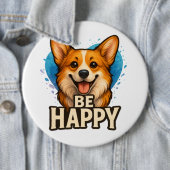 前向きな気持ちになれるハッピーコーギー かわいい犬好きデザイン 缶バッジ (インサイチュ)