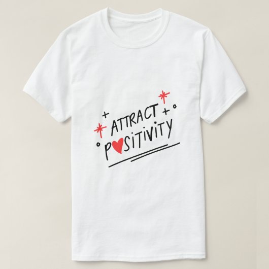 前向きな気持ちを引き寄せる – マインドセット・タイポグラフィ Tシャツ (デザイン正面)