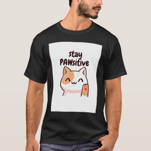 前向きな猫のパンワード Tシャツ (正面)