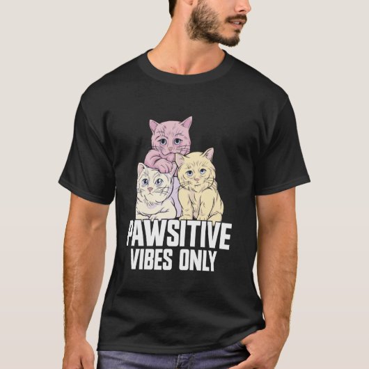 前向きな猫パパ Tシャツ (正面)