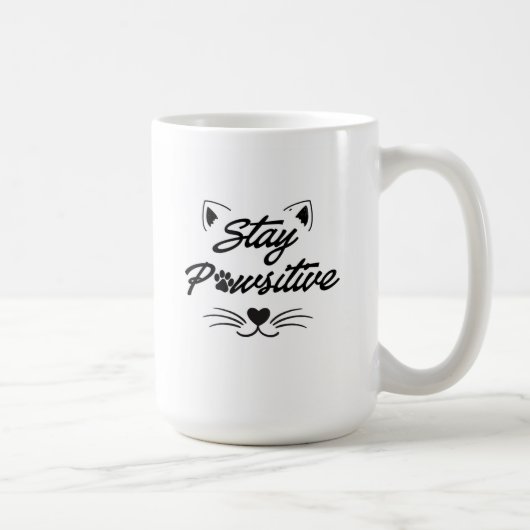前向きな猫好きマグカップ コーヒーマグカップ (右)