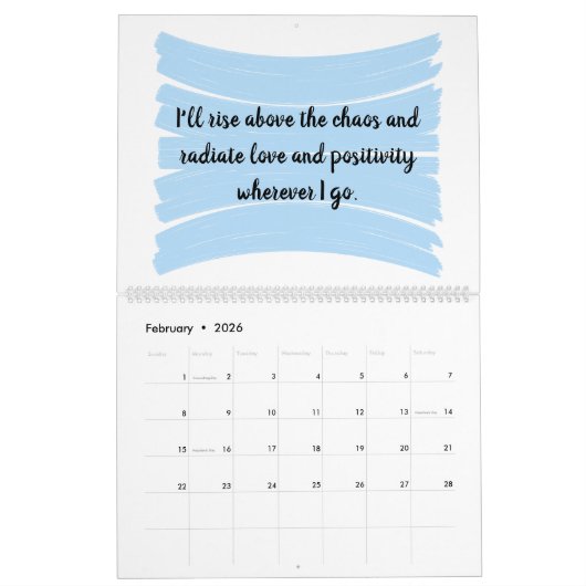 前向きな素晴らしい人生の肯定暦 カレンダー (2月 2026)