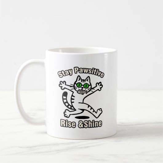 前向きにゃんこ コーヒーマグカップ (左)