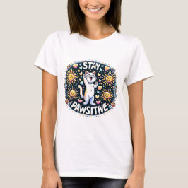 前向きにゃんこ Tシャツ