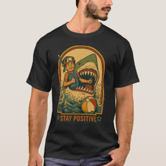 前向きに生きる レトロ Tシャツ
