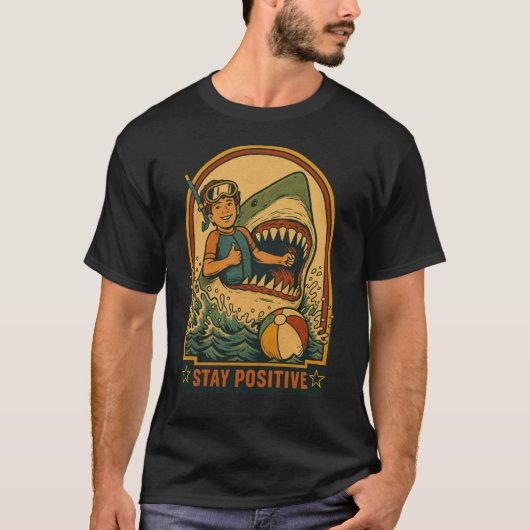 前向きに生きる レトロ Tシャツ (正面)