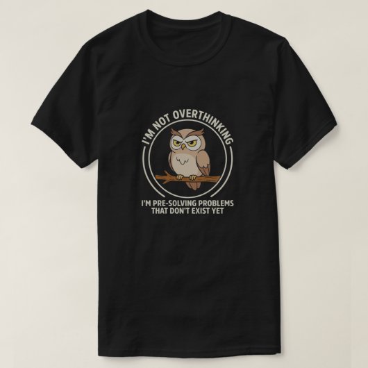 前向きに考えるフクロウTシャツ Tシャツ (デザイン正面)