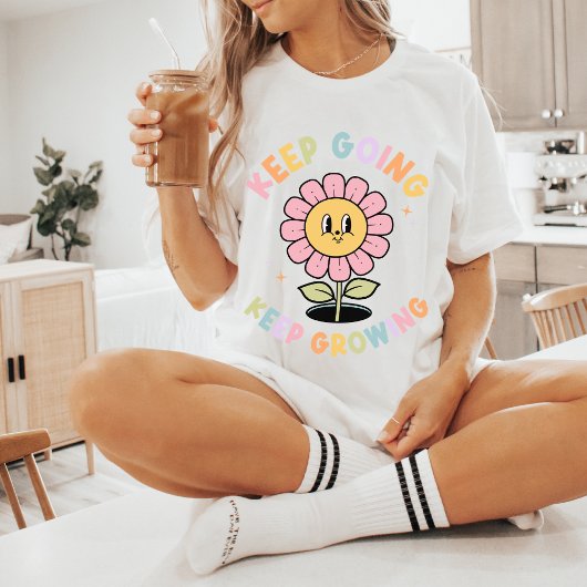 前向きに進もう 心の健康をサポートするレトロなデザイン Tシャツ