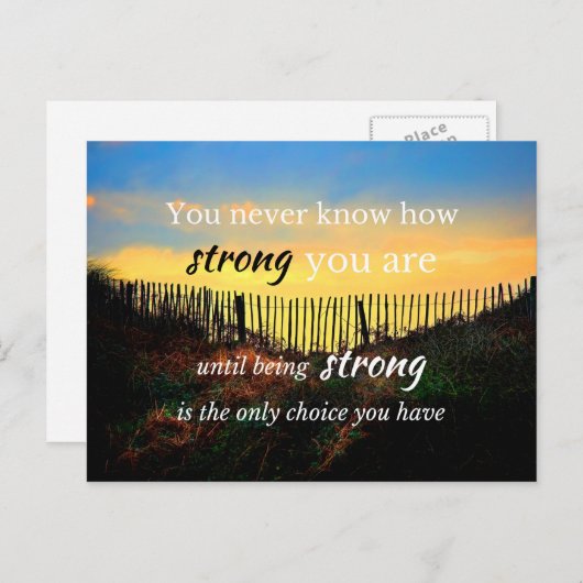 前向きやる気を起こさせる引用文：強さ… ポストカード (正面/裏面)