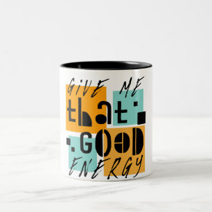 前向きオレンジのGOOD ENERGYを私に ツートーンマグカップ