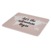 前向きピンクアドベンチャーの世界地図 カッティングボード (角)