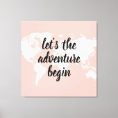 前向きピンクアドベンチャーの世界地図 キャンバスプリント (正面)