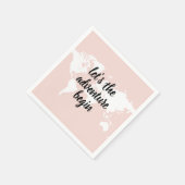 前向きピンクアドベンチャーの世界地図 スタンダードカクテルナプキン (角)