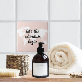 前向きピンクアドベンチャーの世界地図 タイル