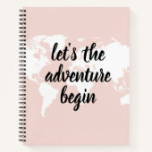 前向きピンクアドベンチャーの世界地図 ノートブック (正面)