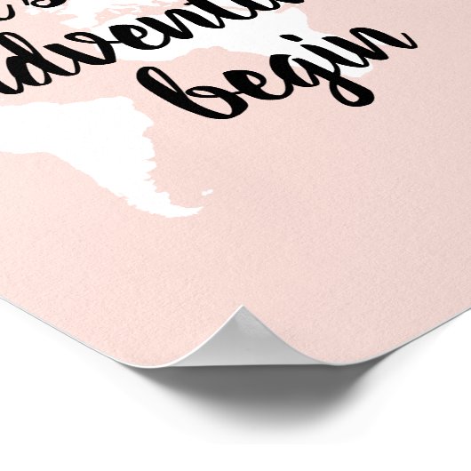 前向きピンクアドベンチャーの世界地図 ポスター (角)