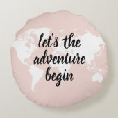 前向きピンクアドベンチャーの世界地図 ラウンドクッション (裏面)