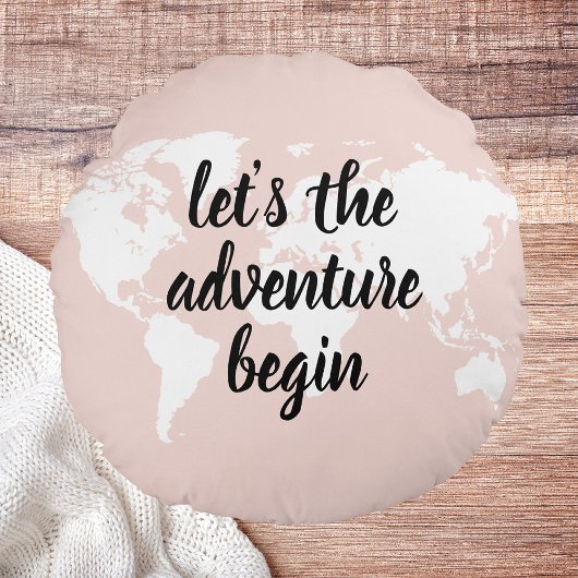 前向きピンクアドベンチャーの世界地図 ラウンドクッション