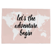 前向きピンクアドベンチャーの世界地図 ラージペーパーバッグ (裏面)