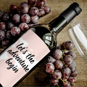 前向きピンクアドベンチャーの世界地図 ワインラベル