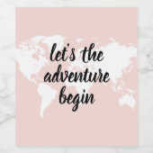 前向きピンクアドベンチャーの世界地図 ワインラベル (シングルラベル)