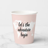 前向きピンクアドベンチャーの世界地図 紙コップ (裏面)