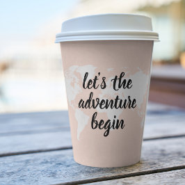 前向きピンクアドベンチャーの世界地図 紙コップ