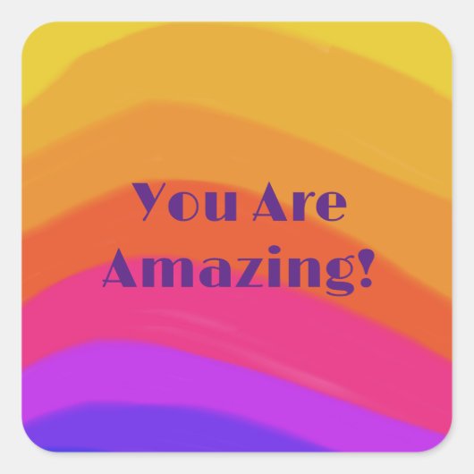 前向きモダンレインボーカラフル スクエアシール (正面)