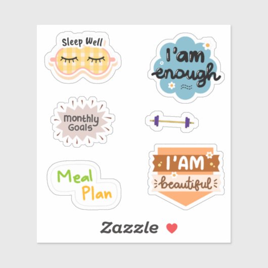 前向き引用文カラフルイラストスクラップブック シール (シート)