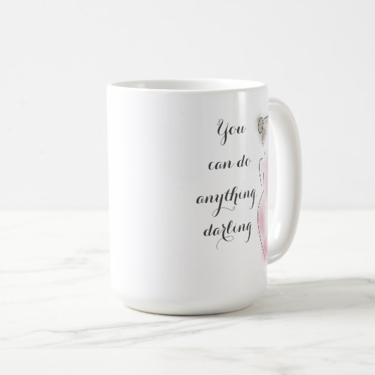 前向き引用文フェミニンシルエット動機づけマググ コーヒーマグカップ (正面右)