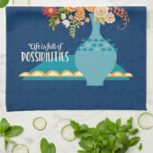 前向き引用文ブかわいらしルーフローラ花瓶 キッチンタオル (折り畳み)