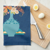 前向き引用文ブかわいらしルーフローラ花瓶 キッチンタオル (四つ折り)