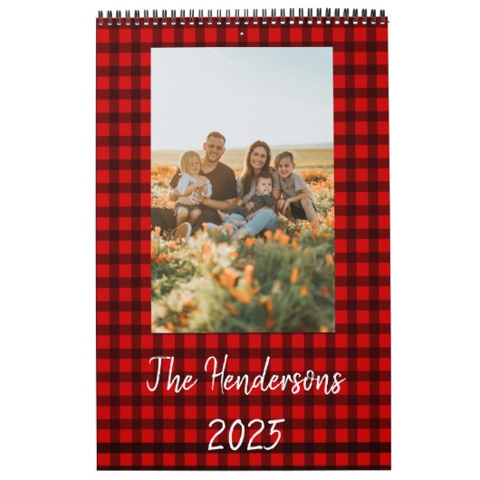 前向き引用文家族の写真カレンダータータンチェック カレンダー (カバー)
