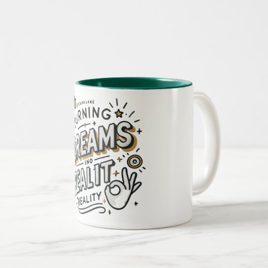 前向き引用文感動的やる気を起こさせる ツートーンマグカップ (正面右)