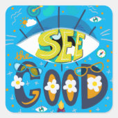 前向き感動的鮮やか引用文青 スクエアシール (正面)