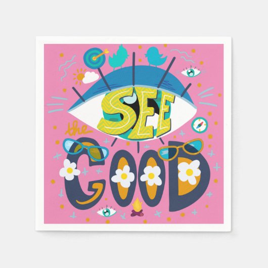 前向き感動的鮮やか引用文 スタンダードカクテルナプキン (正面)