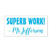 「前向き素晴らしい作品！」+カスタム家庭教師の名前 セルフインキングスタンプ (デザイン)