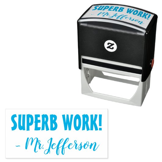 「前向き素晴らしい作品！」+カスタム家庭教師の名前 セルフインキングスタンプ (インサイチュ)