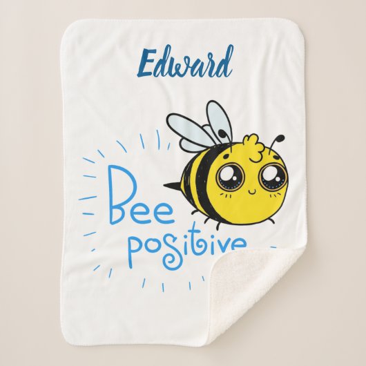 前向き考えるBee Cute 前向き Bee シェルパブランケット (正面)