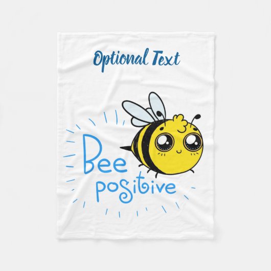 前向き考えるBee Cute 前向き Bee フリースブランケット (正面)