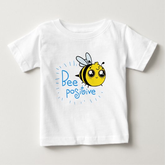 前向き考えるBee Cute 前向き Bee ベビーTシャツ (正面)