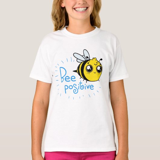 前向き考えるBee Cute 前向き Bee Tシャツ (正面)